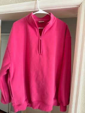 Comfrt Brand Women’s Half-Zip Fleece Sweatshirt - Hot Pink